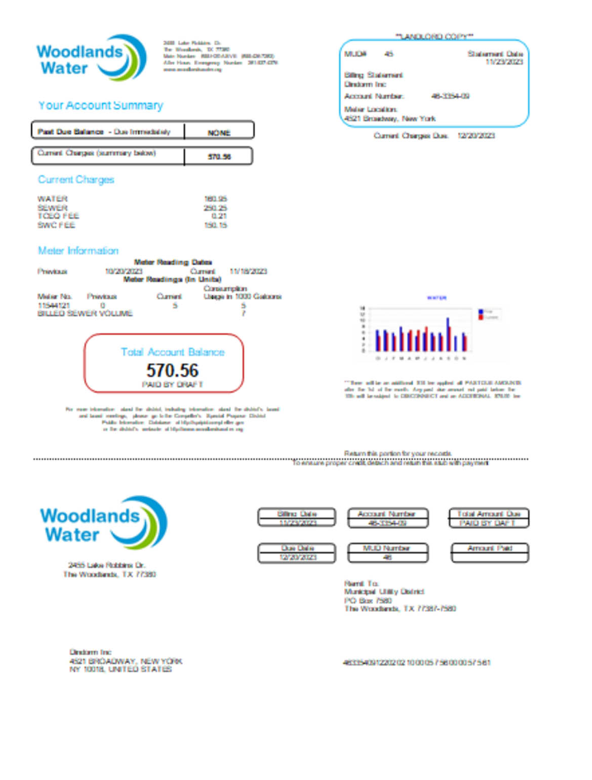 Woodlands Water business utility bill - Butility.net